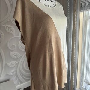 Zara Cream and Tan Short Sleeve Top